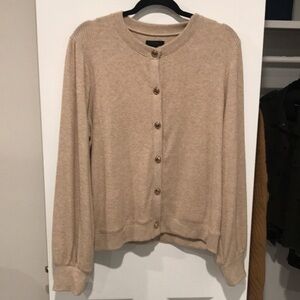 J. Crew Beige Ribbed Gold Button Cardigan